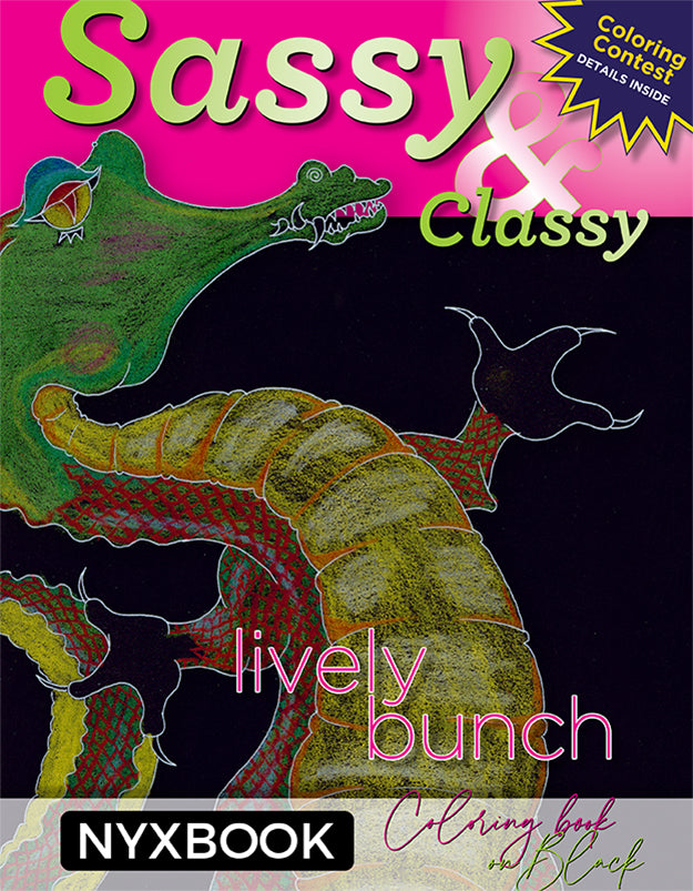 Black Paper Coloring Book, Sassy and Classy Illusstrated by Shauna Crandall