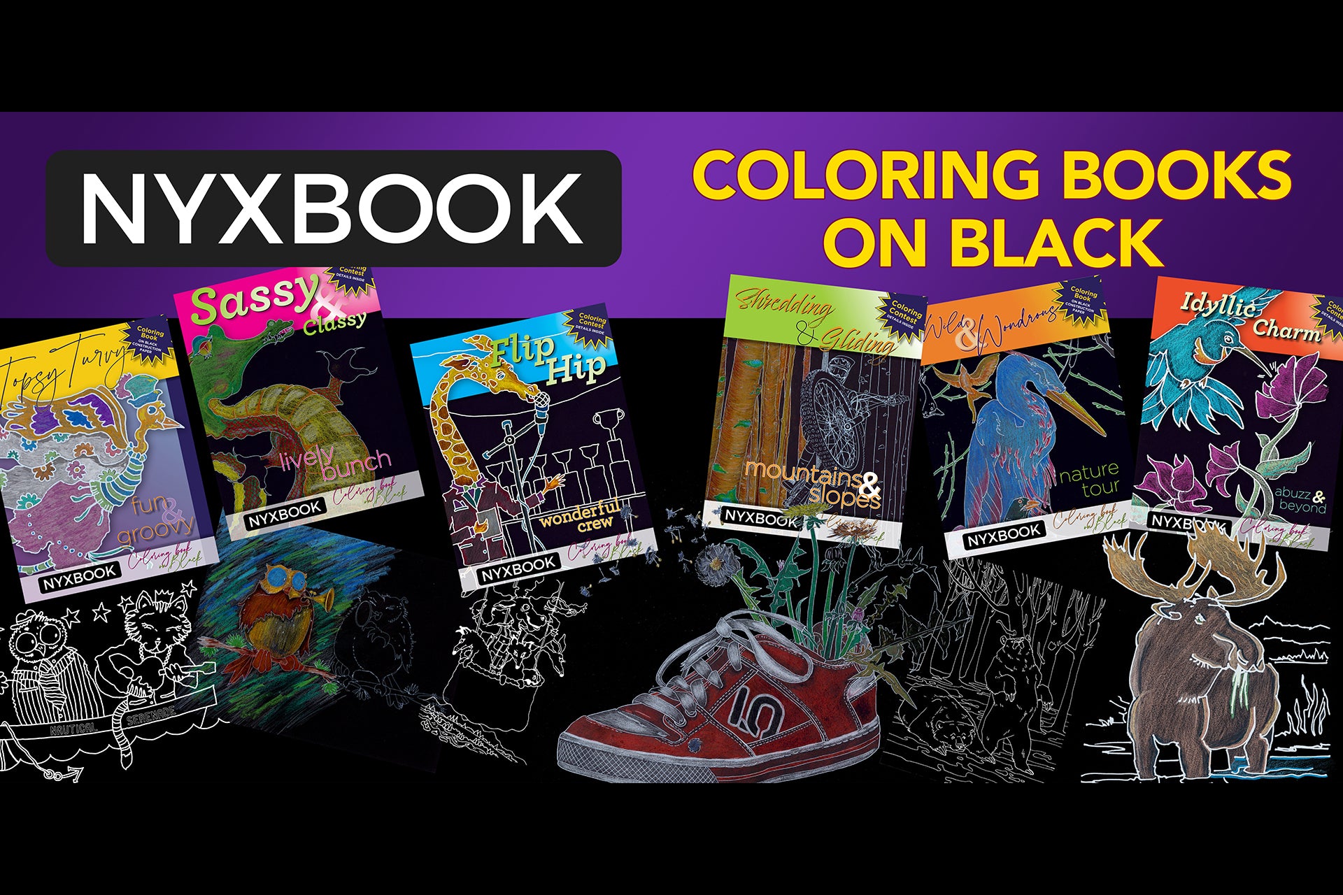 Black Paper Coloring Books Nyxbook