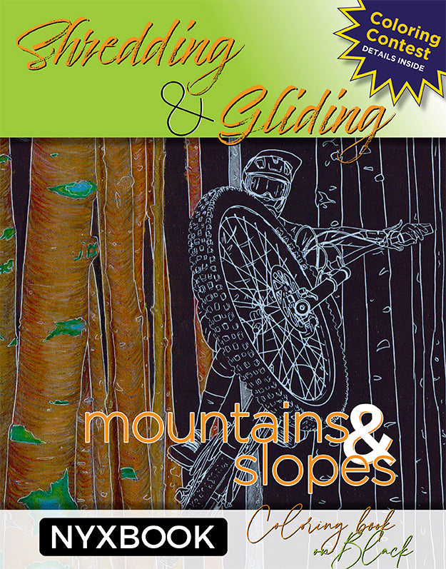 Shredding and Gliding Black Paper Coloring Book, Illustrated by Cy Whitling